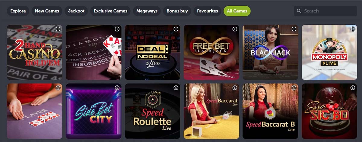 De
ComeOn! Roulette, Blackjack & Andere Tafel Spellen